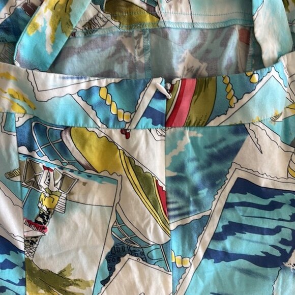 Depeche Mode White and Blue Sleeveless Vacation Palm Tree Boat Summer Dress - Picture 11 of 12